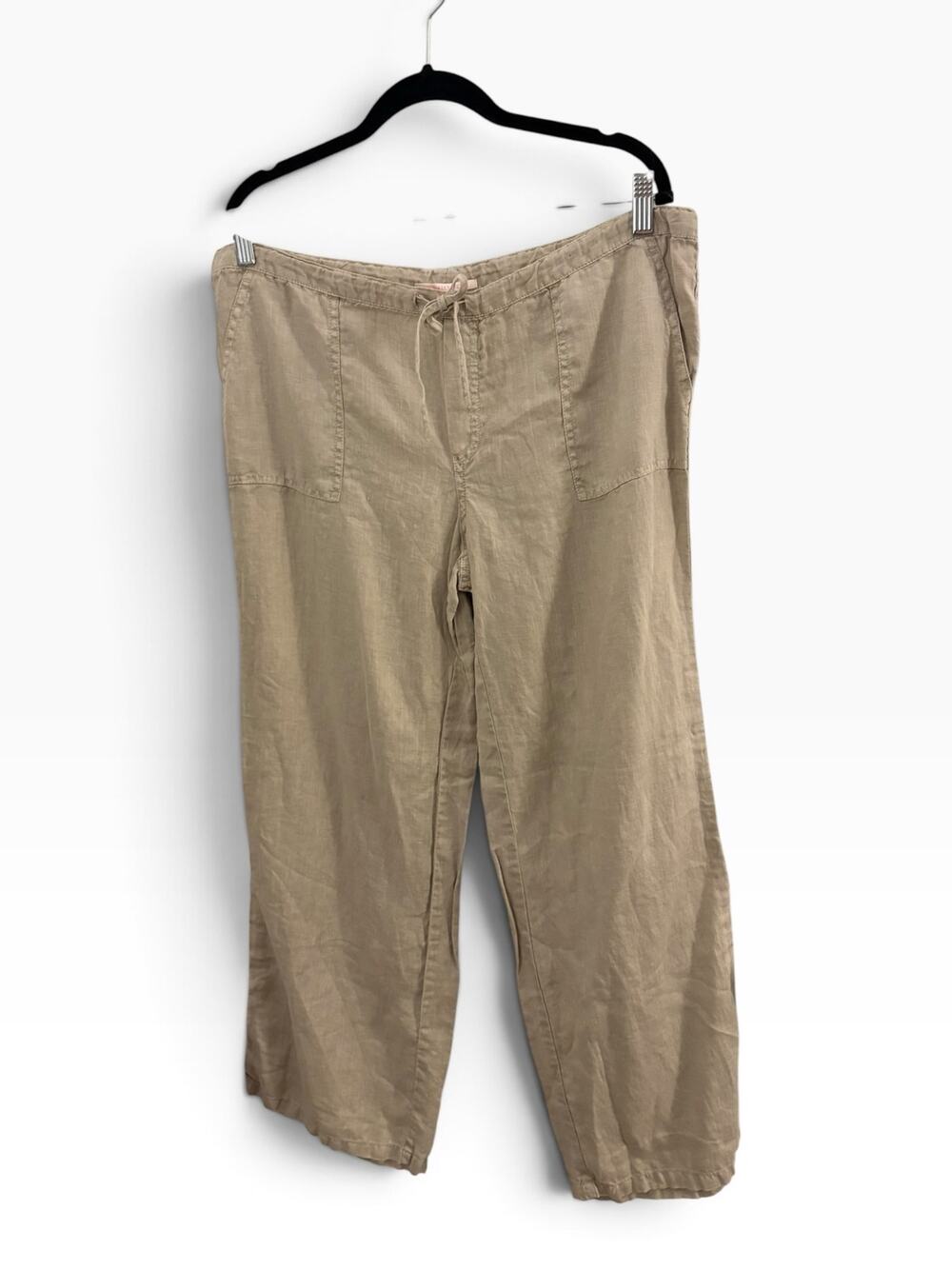 Victorias Secret Khaki Tan Linen Drawstring Beach Pants 14 Casual Boho Relaxed